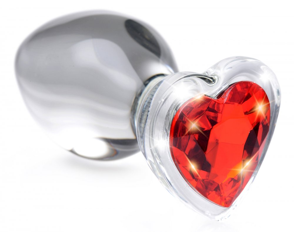 Red Heart Gem Glass Anal Plug - Small Red Heart Gem Glass Anal Plug - Small