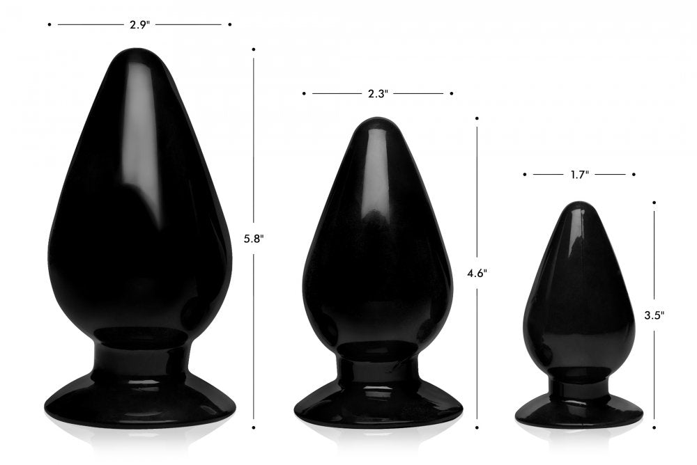Triple Cones 3 Piece Anal Plug Set - Black Triple Cones 3 Piece Anal Plug Set - Black