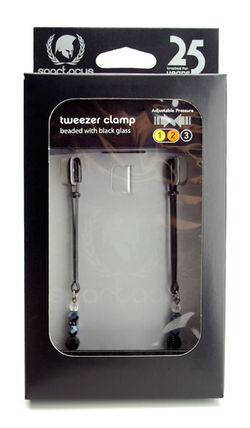 Black Tweezer Clamp Black W/Beads