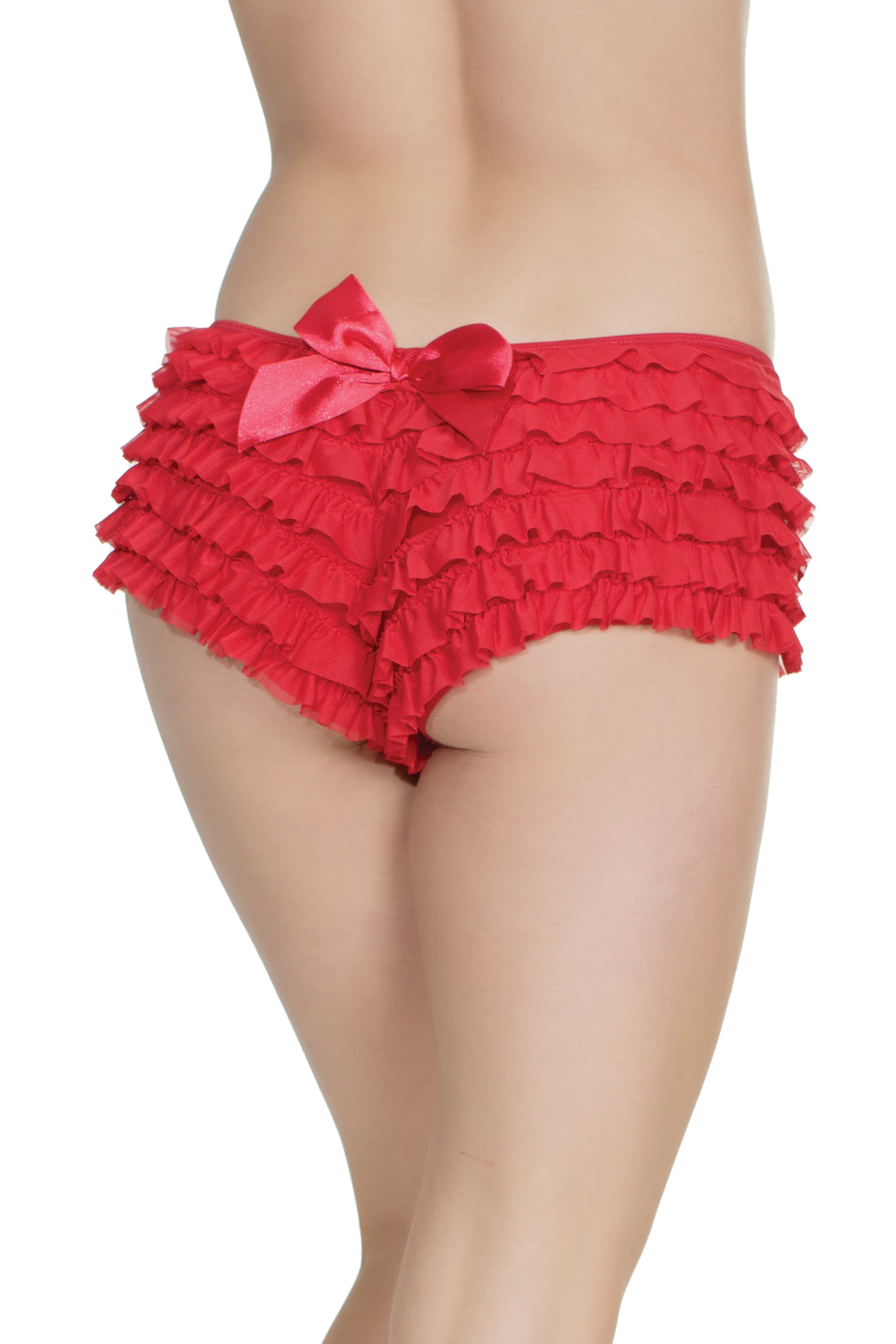 Coquette Ruffle Shorts with Back Bow – Sexy Lace Boyshort Panty