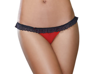 ❤️ Dreamgirl Stretch Mesh Open Back Heart Panty – Red & Black (S/M/L) - OPEN BACK PANTY LARGE RED/BLACK