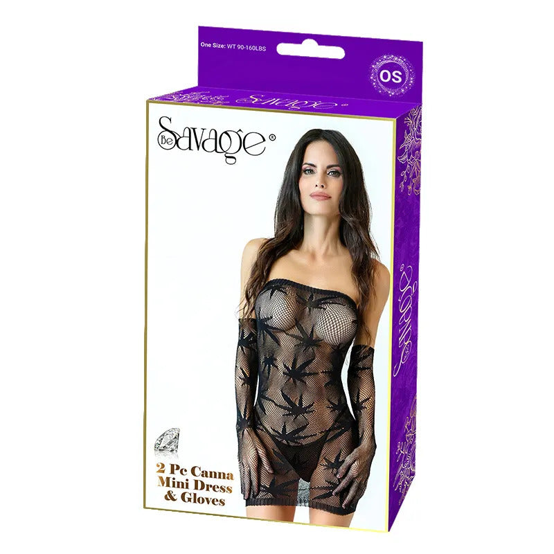 2Pc Canna Mini Dress & Gloves