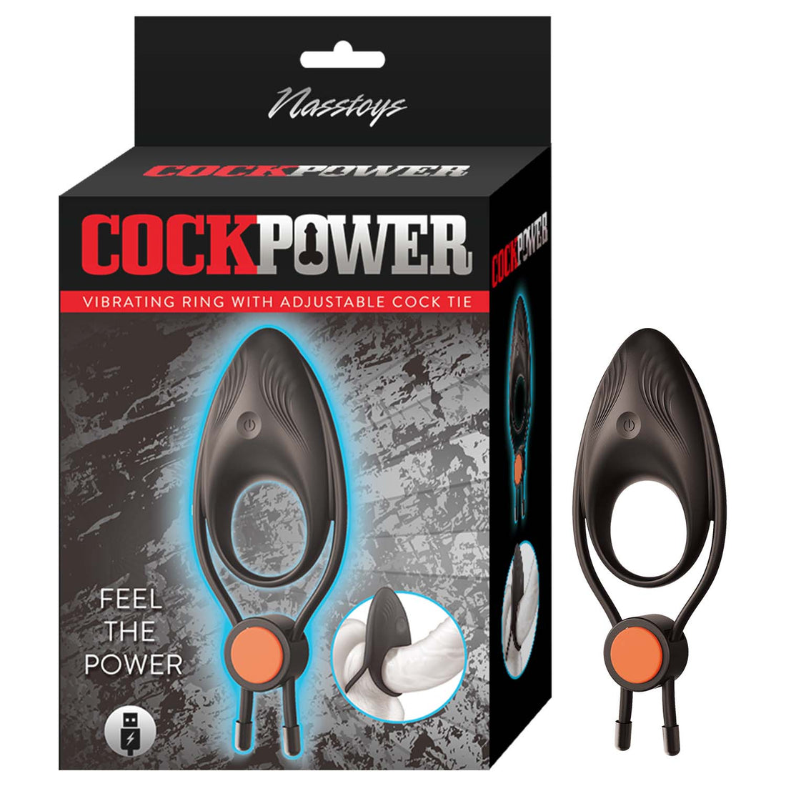 Cockpower Vibrating Ring with Adjustable Cock Tie Black