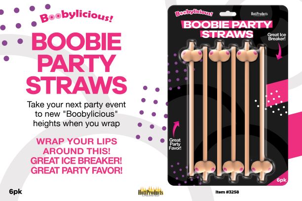 Boobie Straws Flesh 6Pk