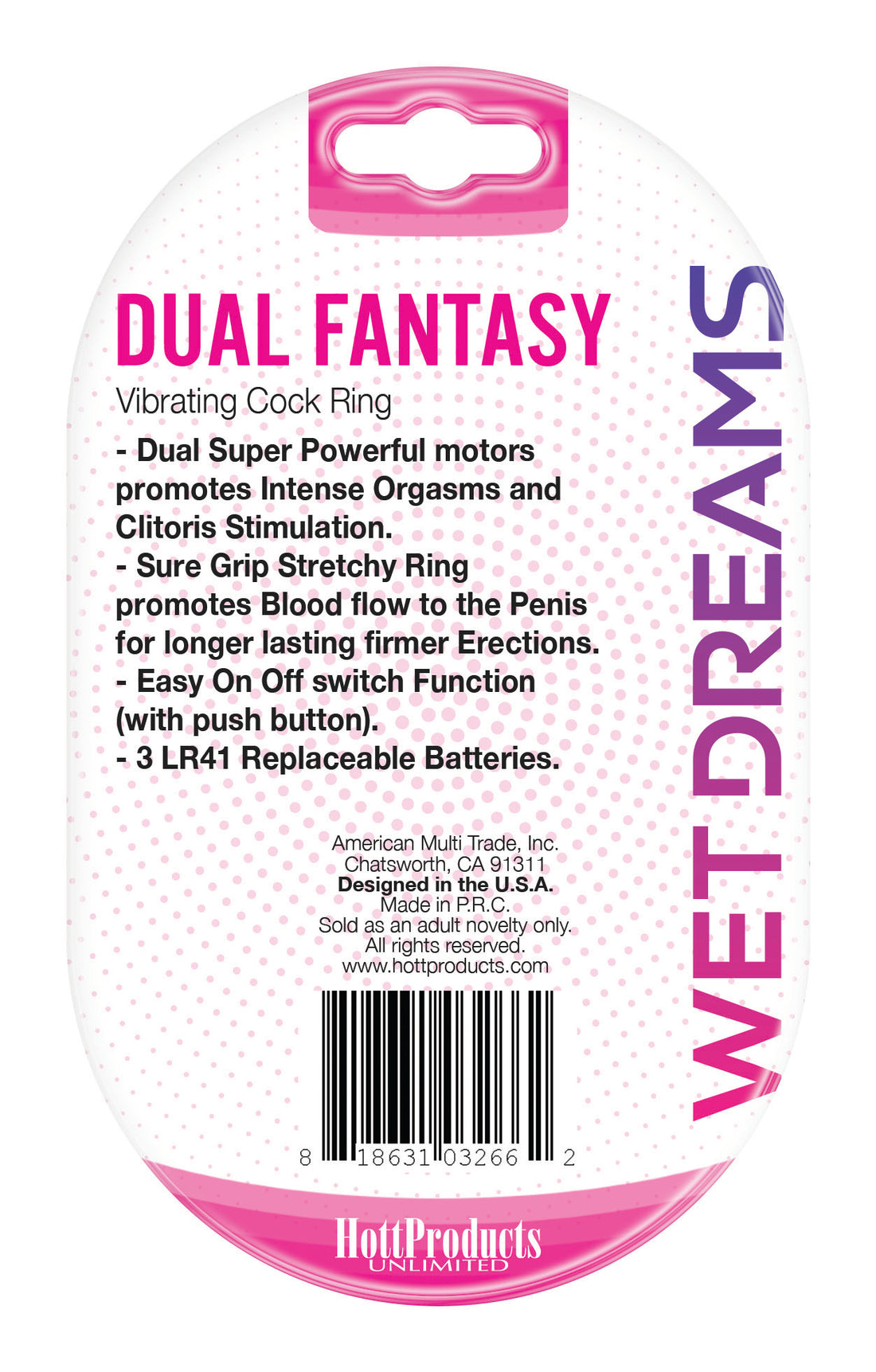 Wet Dreams Dual Fantasy Dual Cock Ring with Dual Motors