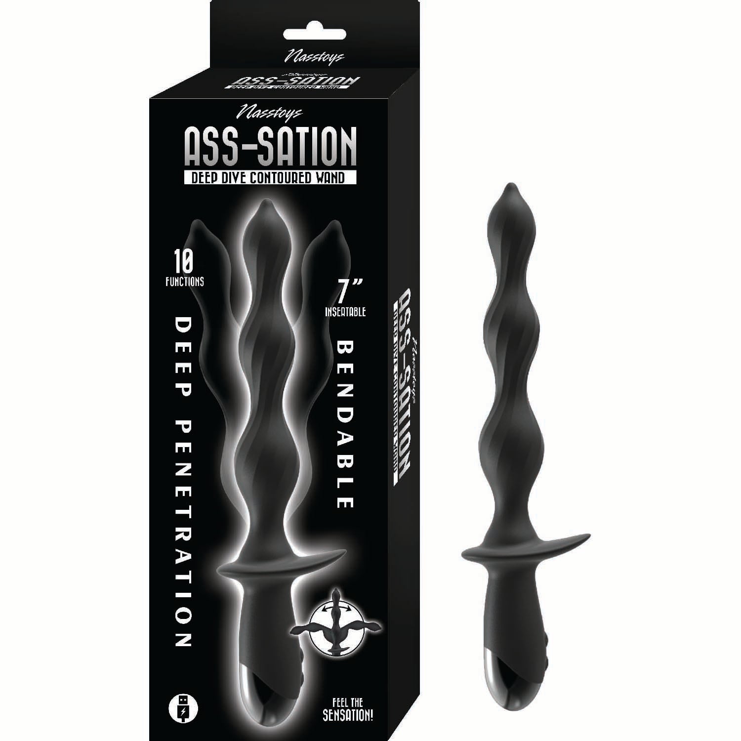 Ass Sation Deep Dive Contoured Wand-Black