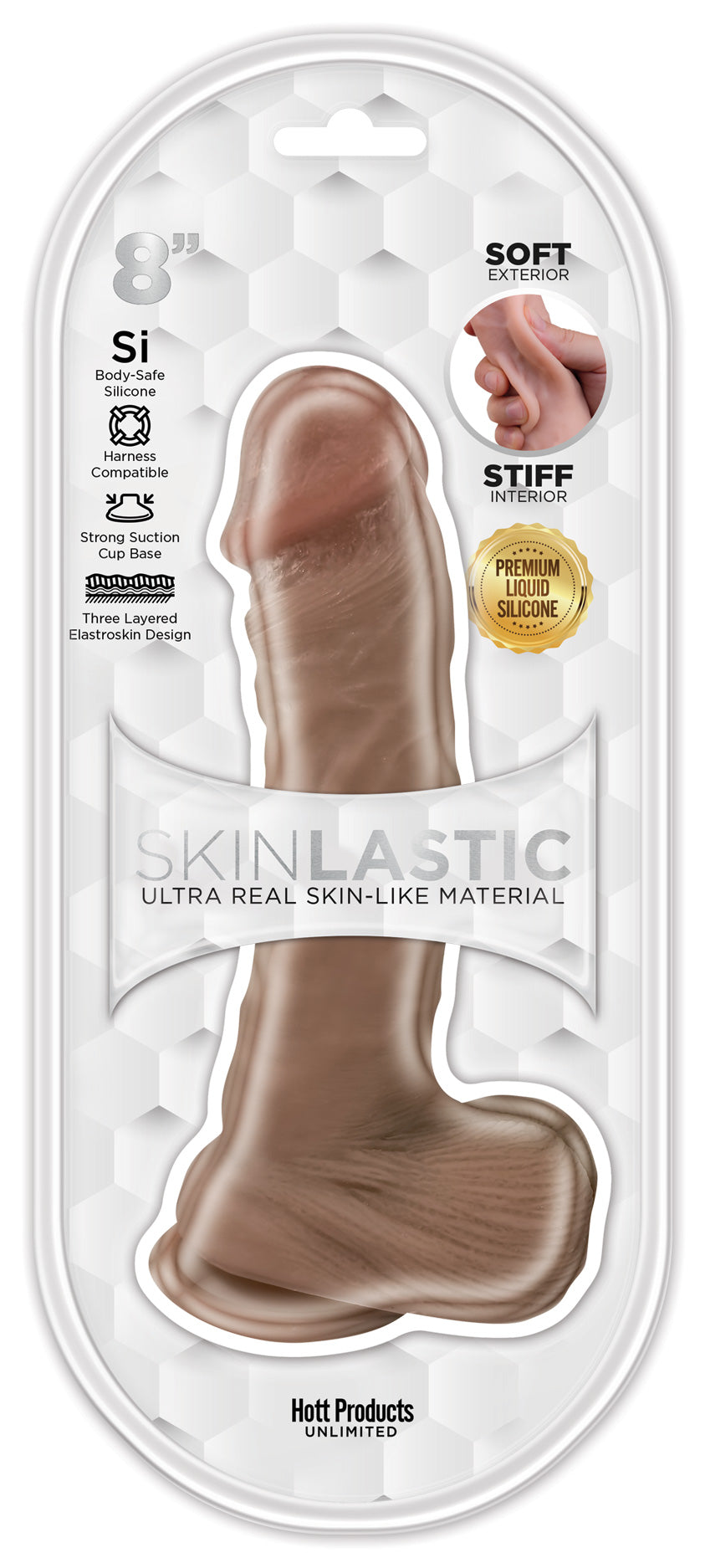 Skinsations Skinlastic Sliding Skin 8In Dildo with Suction Base
