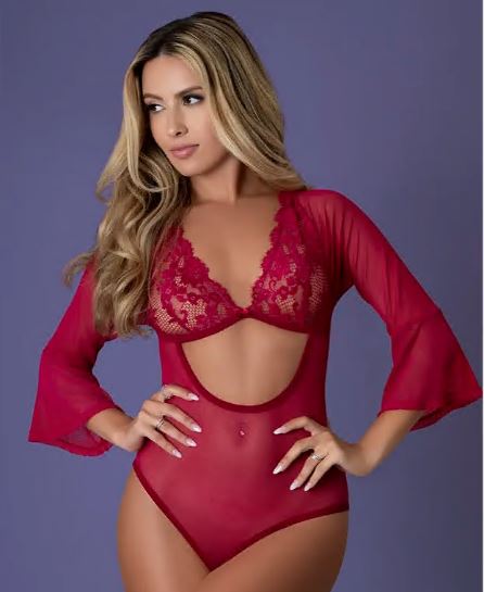Sleeve 3/4 Playsuit Cherry M