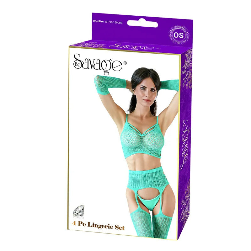4Pc Lingerie Set Green