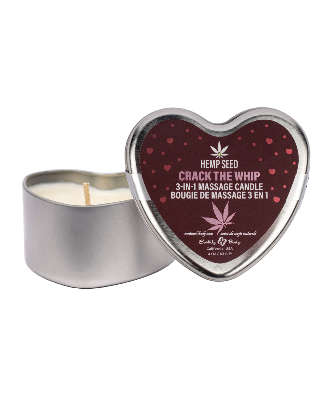 Hemp Seed 3 N 1 Valentine's 2025 Massage Candle Crack The Whip 4.7 oz