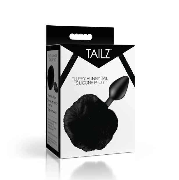 Tailz Fluffy Bunny Tail Silicone Plug Black