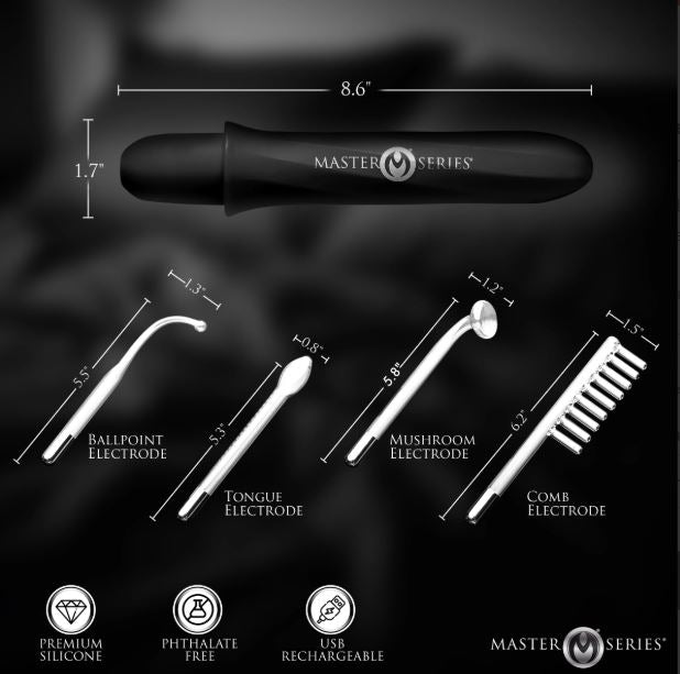 Master Series Elektrawand Rechargeable Violet Wand W/Attachments Black