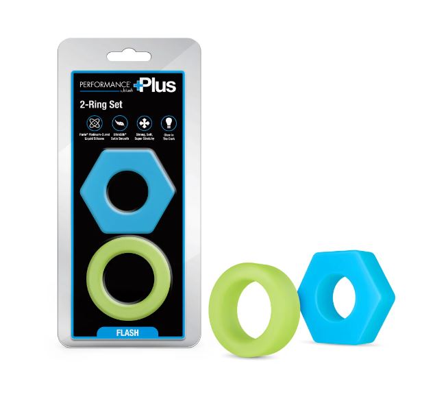 Performance Plus Flash 2 Cock Ring Set Glow In The Dark