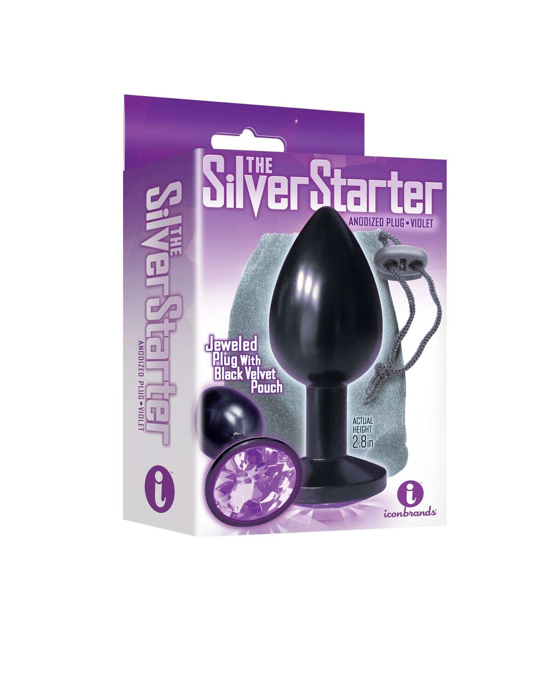 9'S Silver Starter Anodized Bejeweled Steel Plug Violet