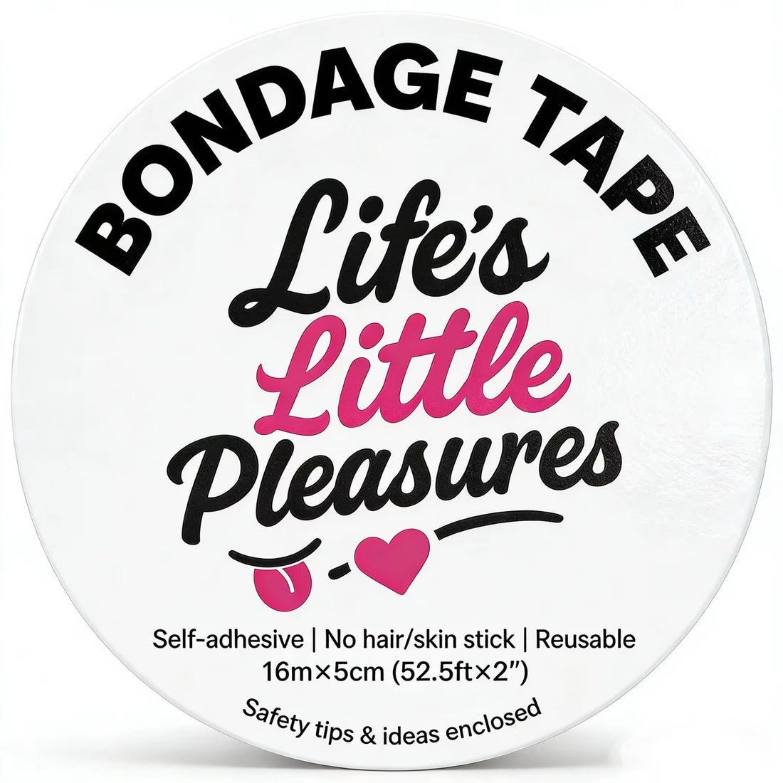 Life''s Little Pleasure Self-Bonding Bondage Tape - 52.5 FT (16 m) x 2 in - No Glue, Sticks Only to Itself - Reusable PVC Adult Restraint Tape - Black