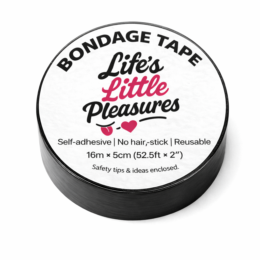 Life''s Little Pleasure Self-Bonding Bondage Tape - 52.5 FT (16 m) x 2 in - No Glue, Sticks Only to Itself - Reusable PVC Adult Restraint Tape - Black