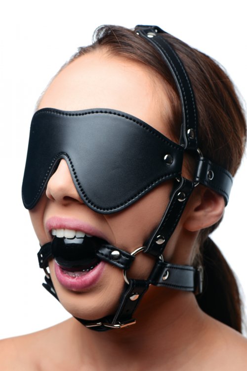 STRICT EYE MASK HARNESS with BALL GAG