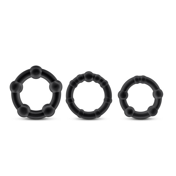 Stay Hard Beaded Cockrings 3PC Black