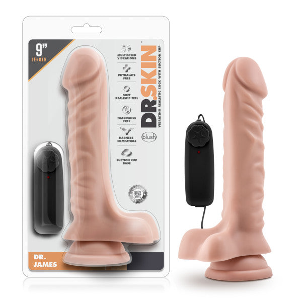 DR SKIN DR. JAMES 9IN VIBRATING COCK with SUCTION CUP VANILLA