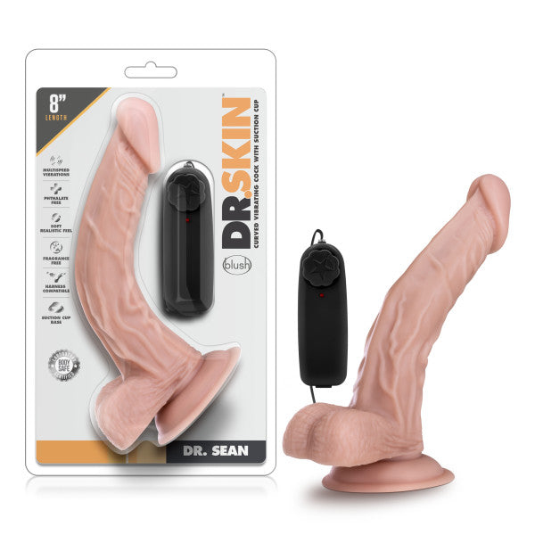DR SKIN DR SEAN 8 in VIBRATING COCK with SUCTION CUP VANILLA