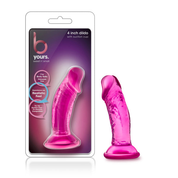 B YOURS SWEET N SMALL 4IN DILDO with SUCTION CUP PINK