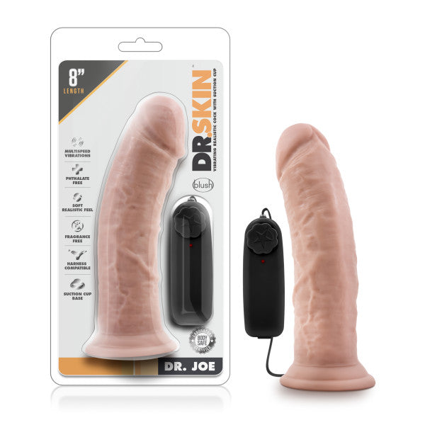DR SKIN DR JOE 8 in VIBRATING COCK with SUCTION CUP VANILLA