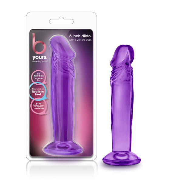 B YOURS SWEET N SMALL 6 in DILDO with SUCTION CUP PURPLE