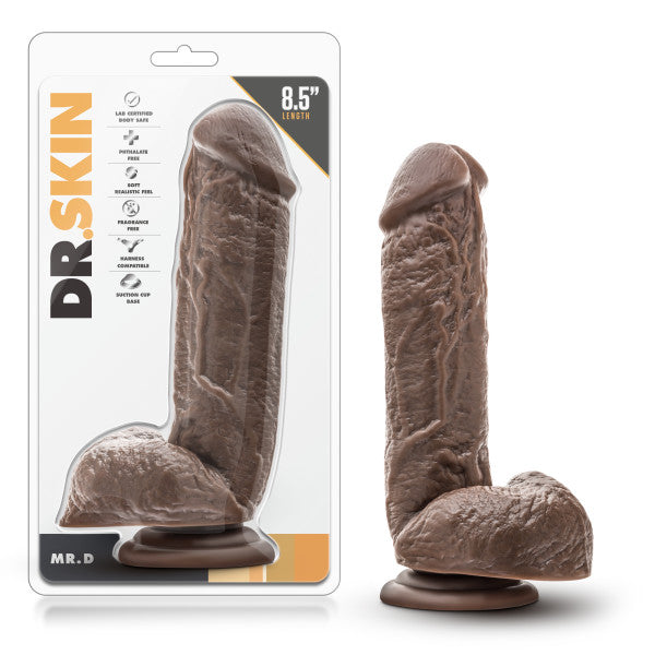 DR SKIN MR D 8.5IN DILDO with SUCTION CUP CHOCOLATE