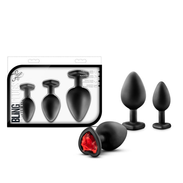 Luxe Bling Plugs Training Kit Black W/Red Gems