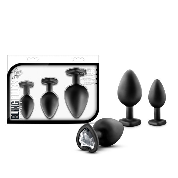 Luxe Bling Plugs Training Kit Black W/White Gems