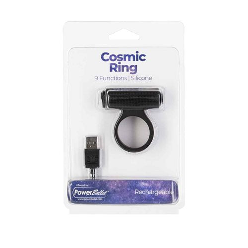 Power Bullet Cosmic Cock Ring with Bullet Black
