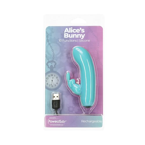 Power Bullet Alices Bunny 4In 10 Function Bullet Teal