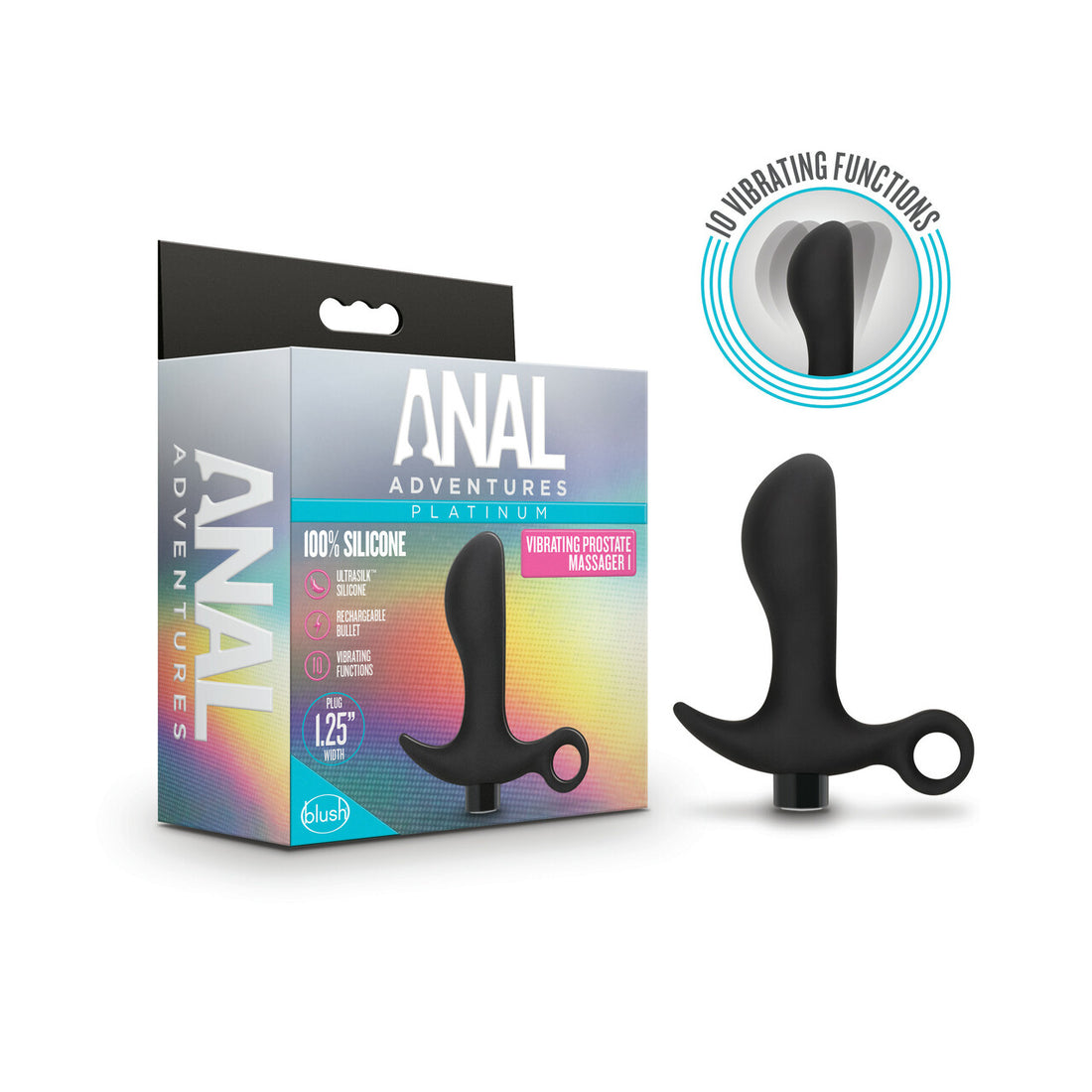 ANAL ADVENTURES PLATINUM SILICONE VIBRATING PROSTATE Massager 1 BLACK