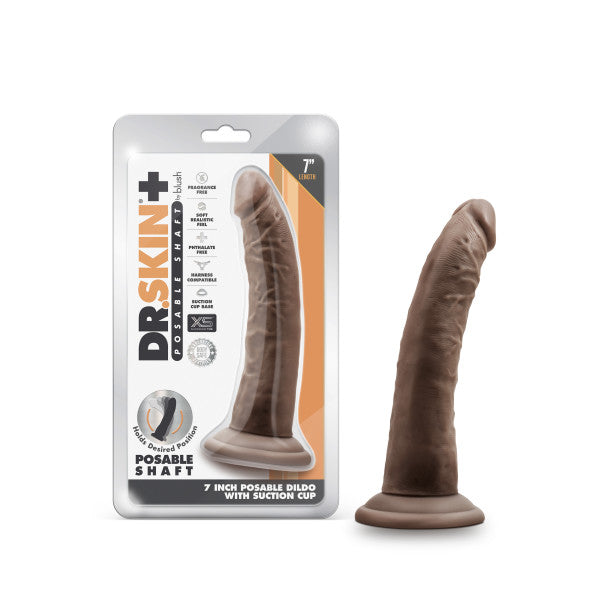 Dr Skin Plus 7 in Poseable Dildo Chocolate