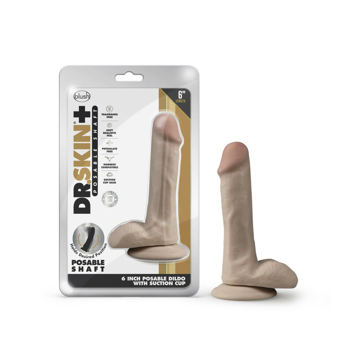 DR SKIN PLUS 6 in POSEABLE DILDO VANILLA