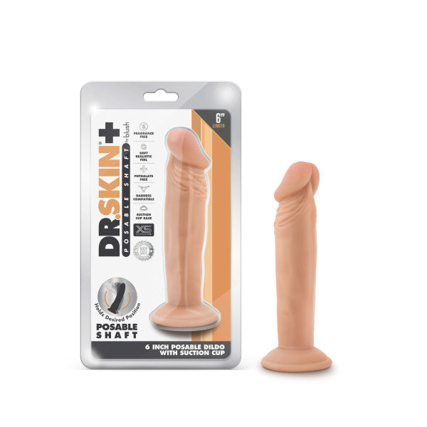 Dr Skin Plus 6 in Poseable Dildo Vanilla