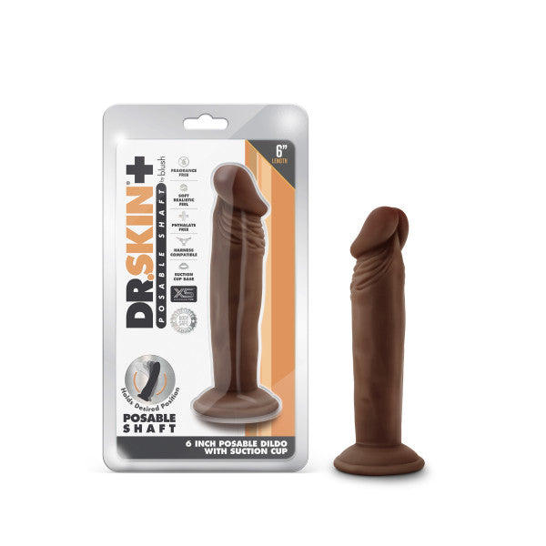 Dr Skin Plus 6 in Poseable Dildo Chocolate