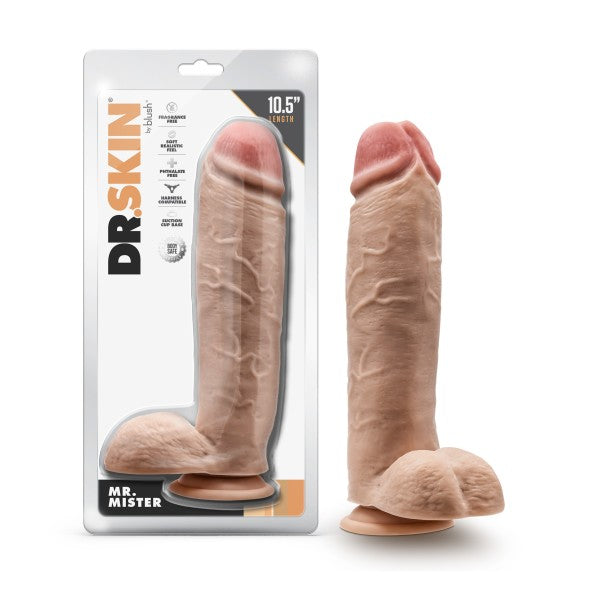 Dr. Skin Dr. Mister 10.5IN Dildo with Balls Beige