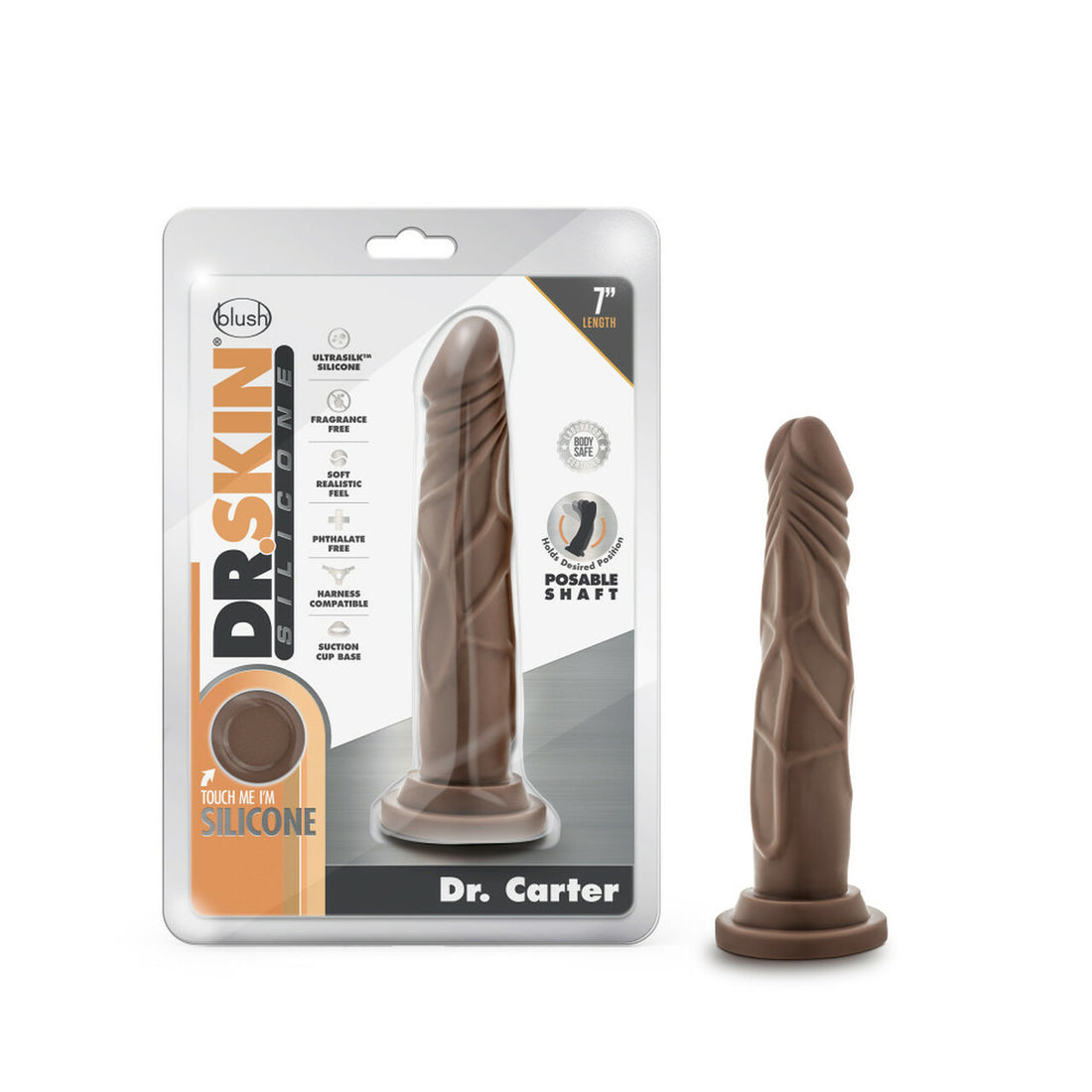 DR SKIN SILICONE DR CARTER 7 IN CHOCOLATE