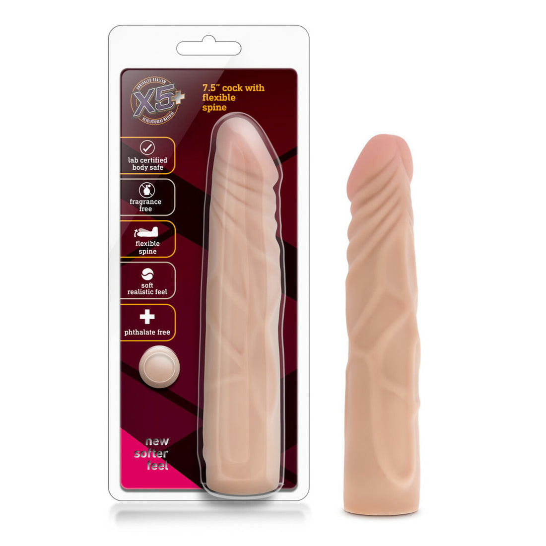 X5 7 in DILDO W/FLEXIBLE SPINE