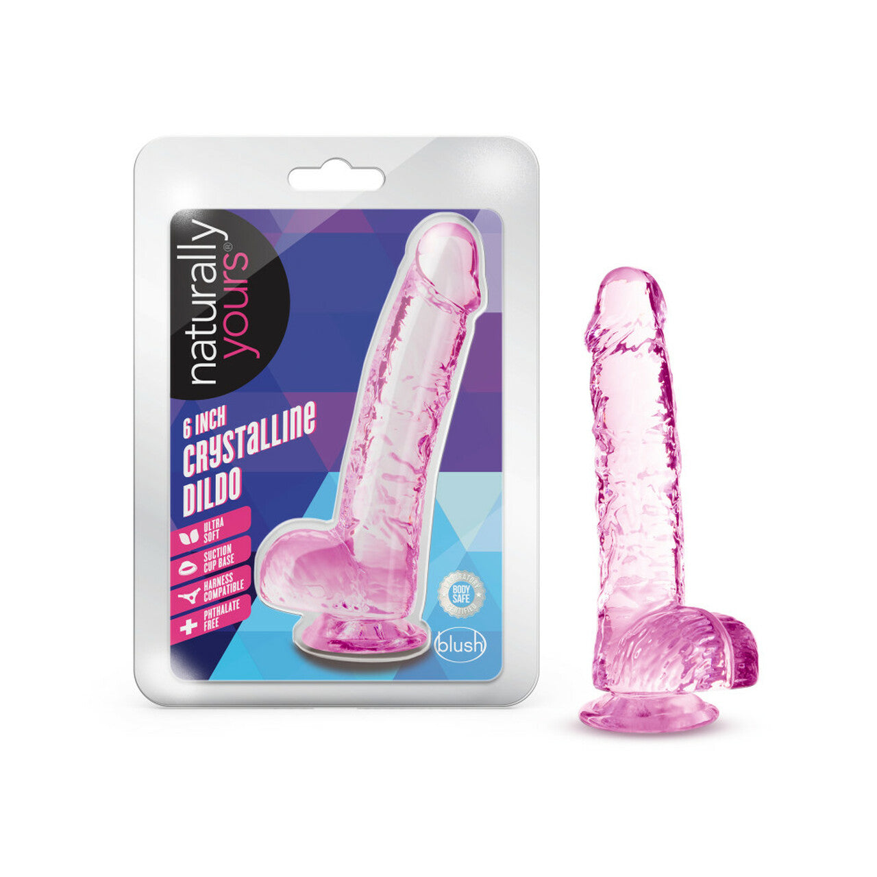 Naturally Yours 6In Rose Crystalline Dildo