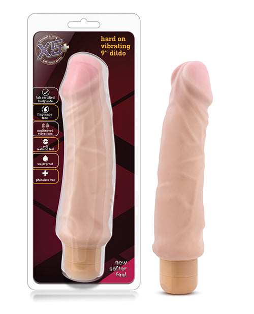 X5 9In Hard On Vib Dildo Natural