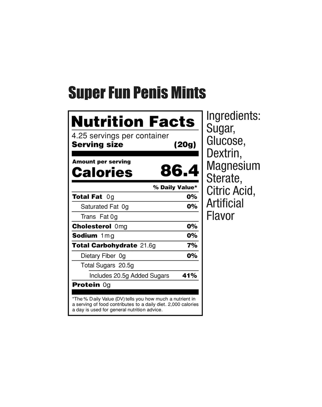 SUPER FUN PENIS MINTS 5PC BAGS DISPLAY OF 100 BAGS