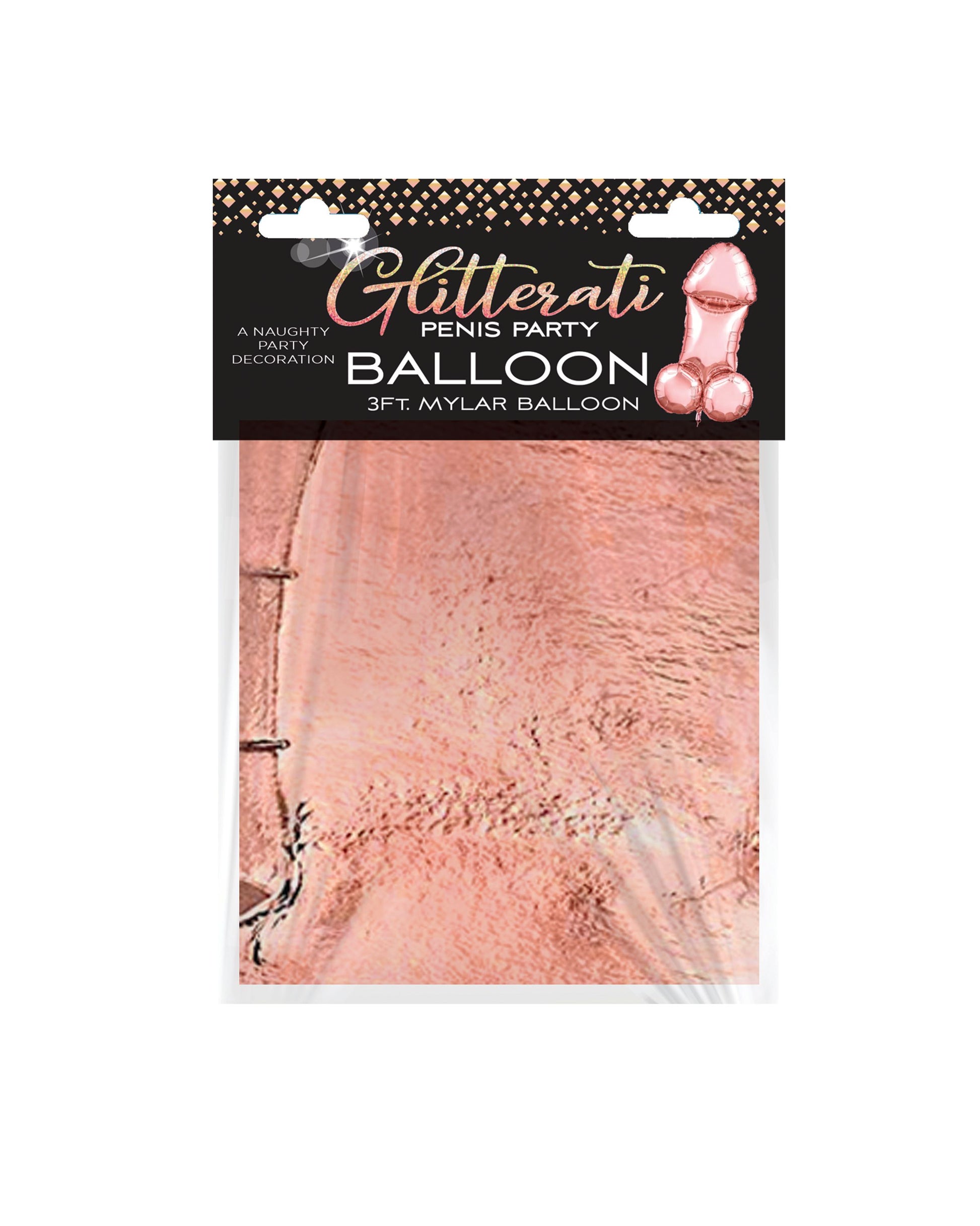 Glitterati 3Ft Rose Gold Penis Mylar Balloon