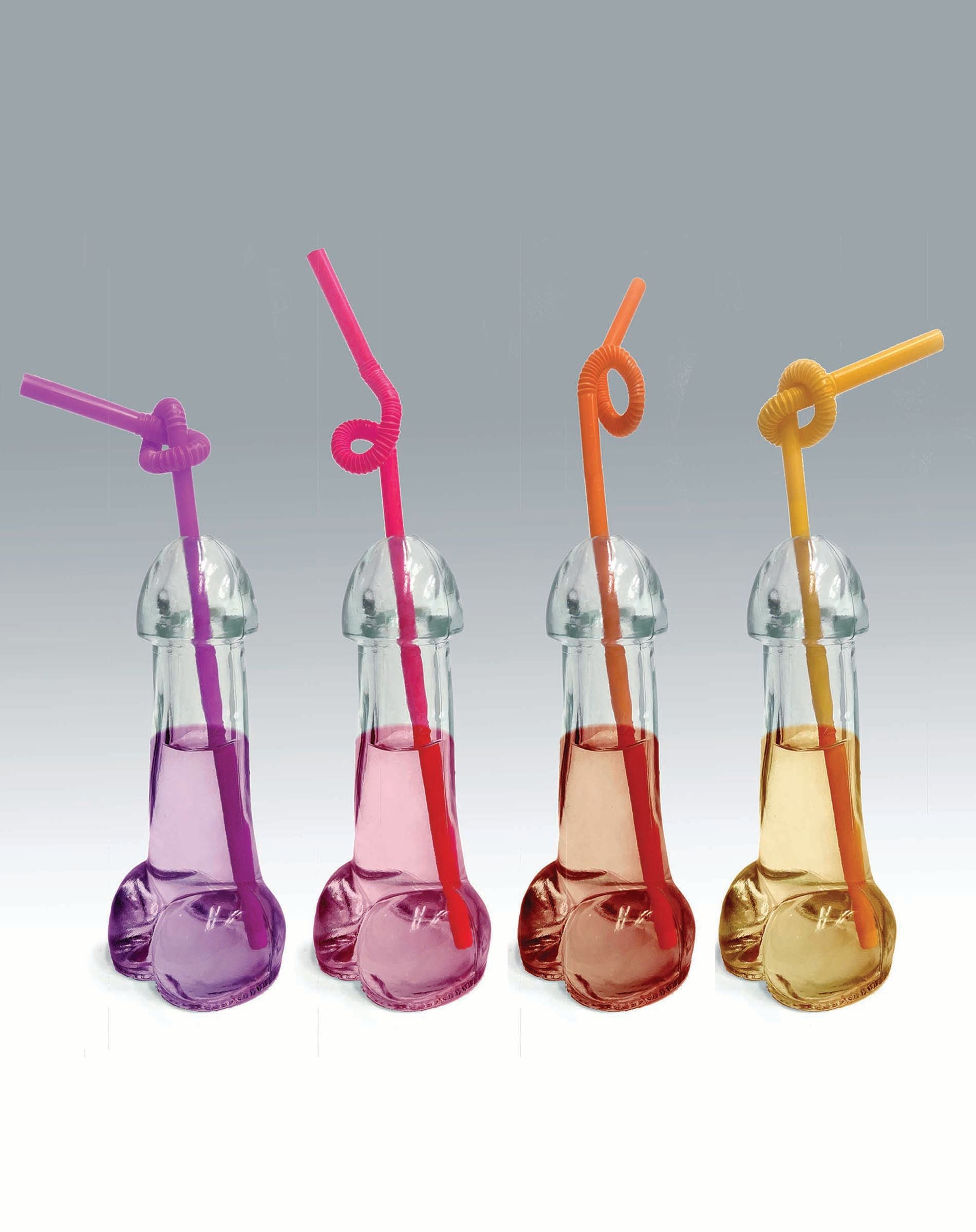 Glitterati Penis 6Oz Drinking Glass Pack Of 4