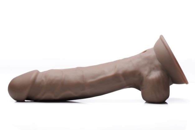 Fleshstixxx 8In Vibrating Dildo W/ Balls Dark