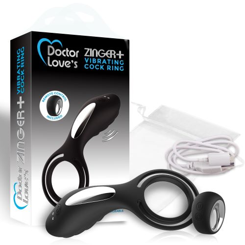 Doctor Love Zinger+ Vibrating Rechargeable Cock Ring with Remote Black