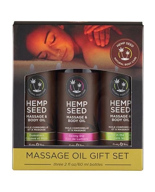 Massage Oil Gift Set Box 3 2Oz Bottles Skinny Dip Naked In The Woods Guavalava