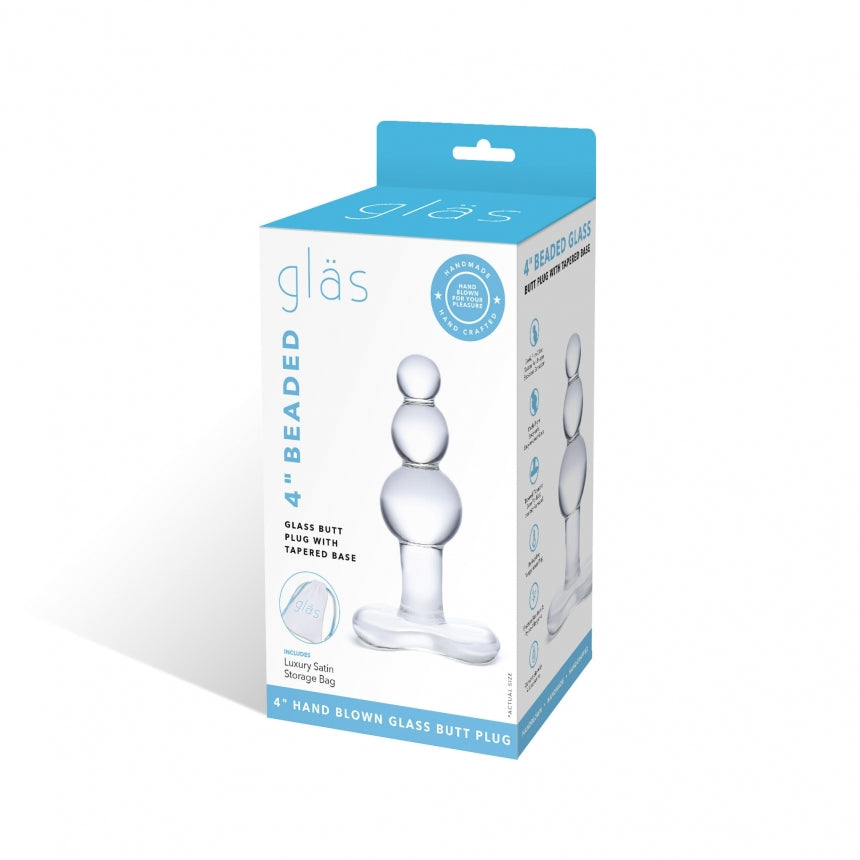 Glas 4 Beaded Glass Butt Plug with Tapered Base "
