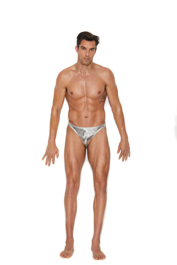 ✨ Silver Lame Thong Briefs – Men’s Underwear | Elegant Moments Vivace - SILVER LAME THONG L/XL